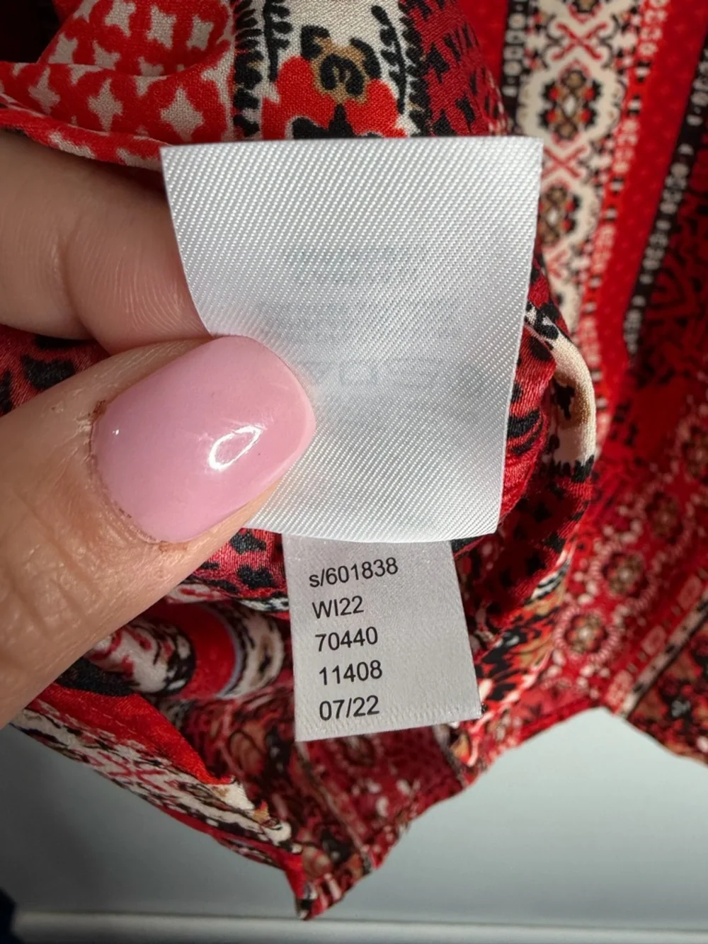 LOFT Red Multi-Pattern Long Sleeve Mock Neck Blouse